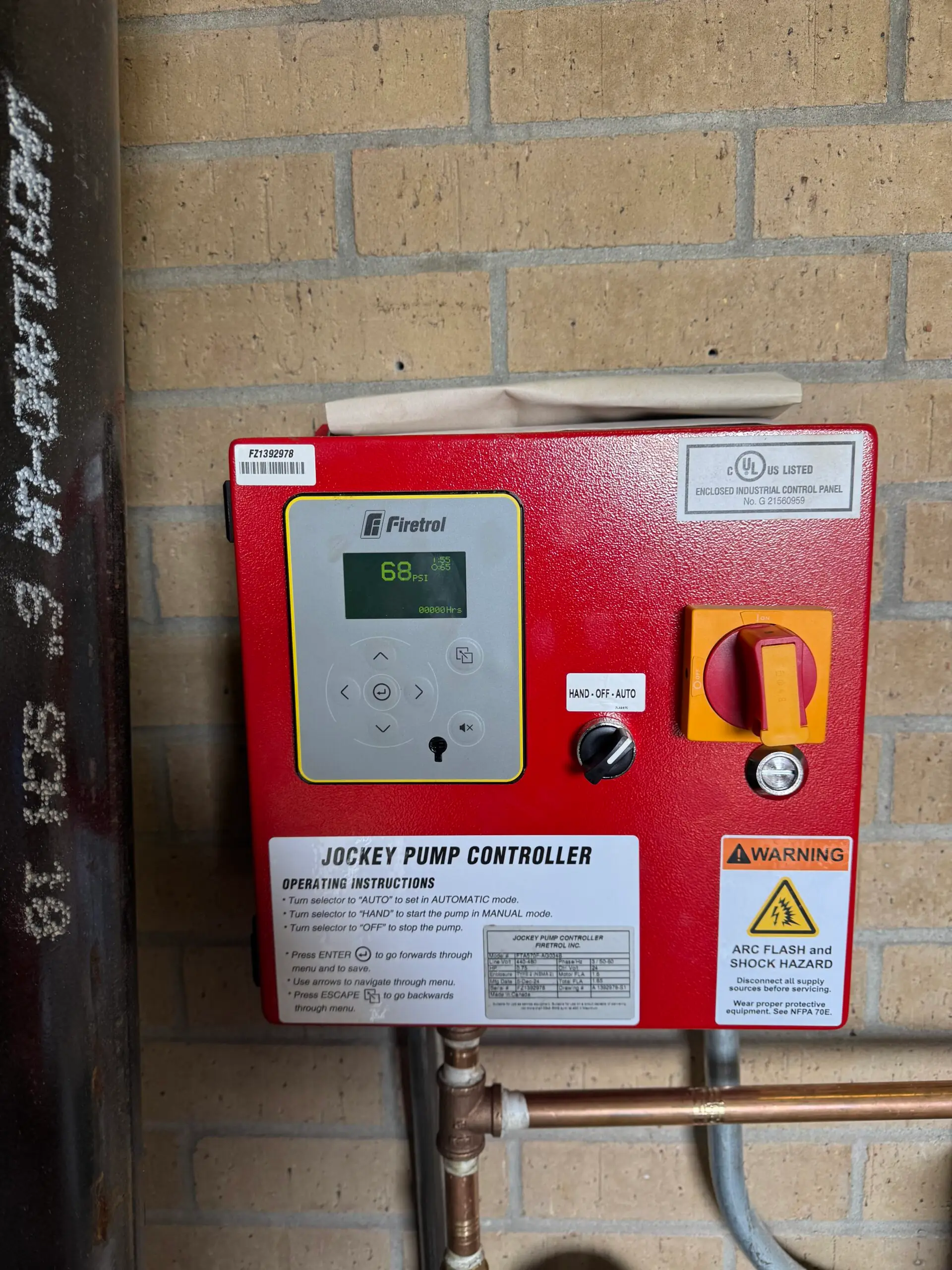 Fire prevention equipment - pump controller