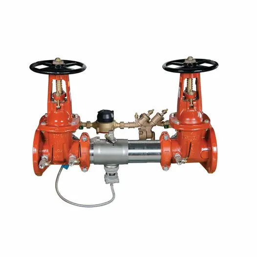Reduced pressure backflow preventer with red gate valves