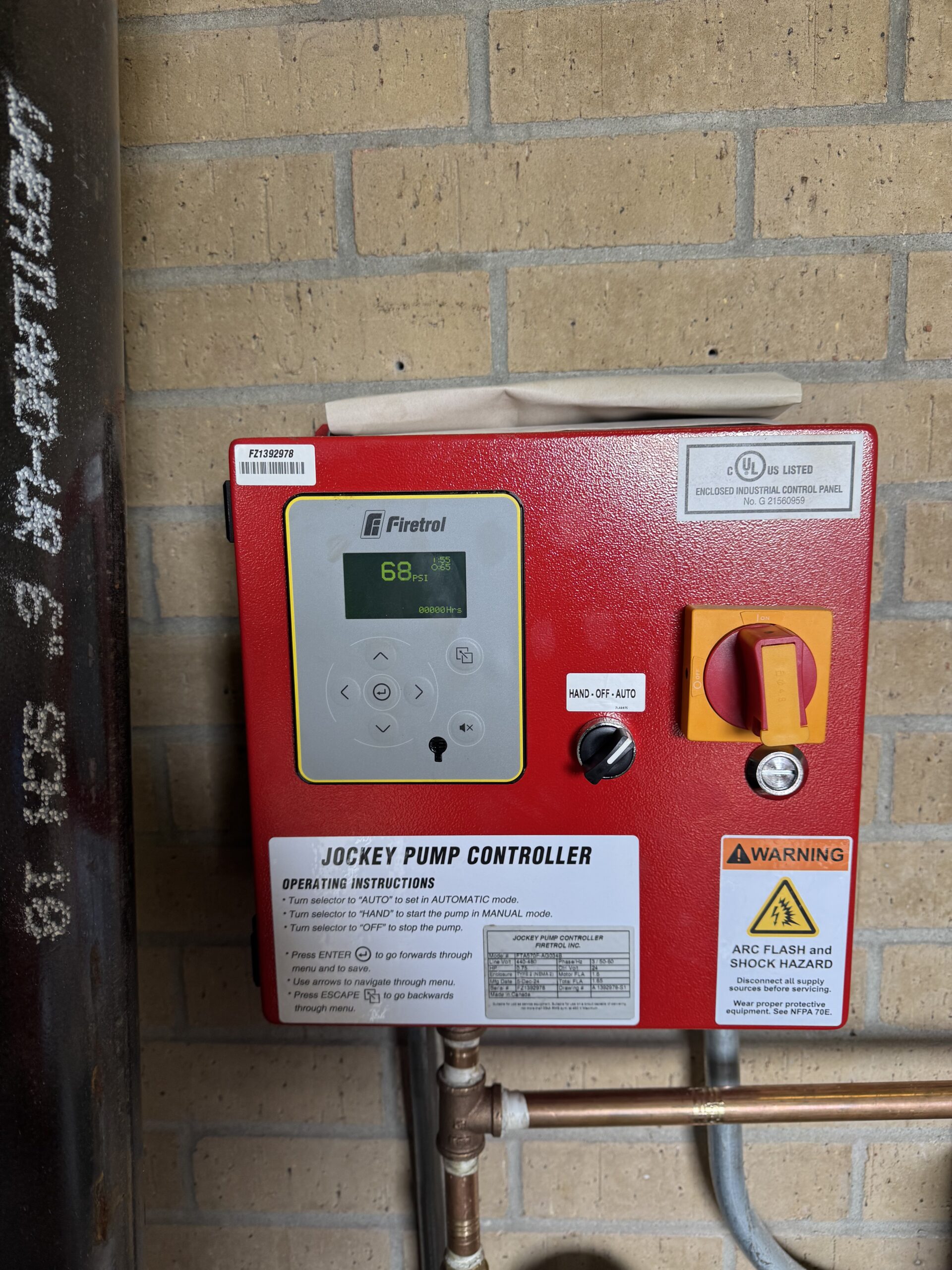 Fire prevention equipment - pump controller